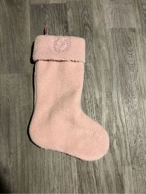 Victorias Secret VS Blush Pink Sherpa Holiday Stocking with Embroidered Crest